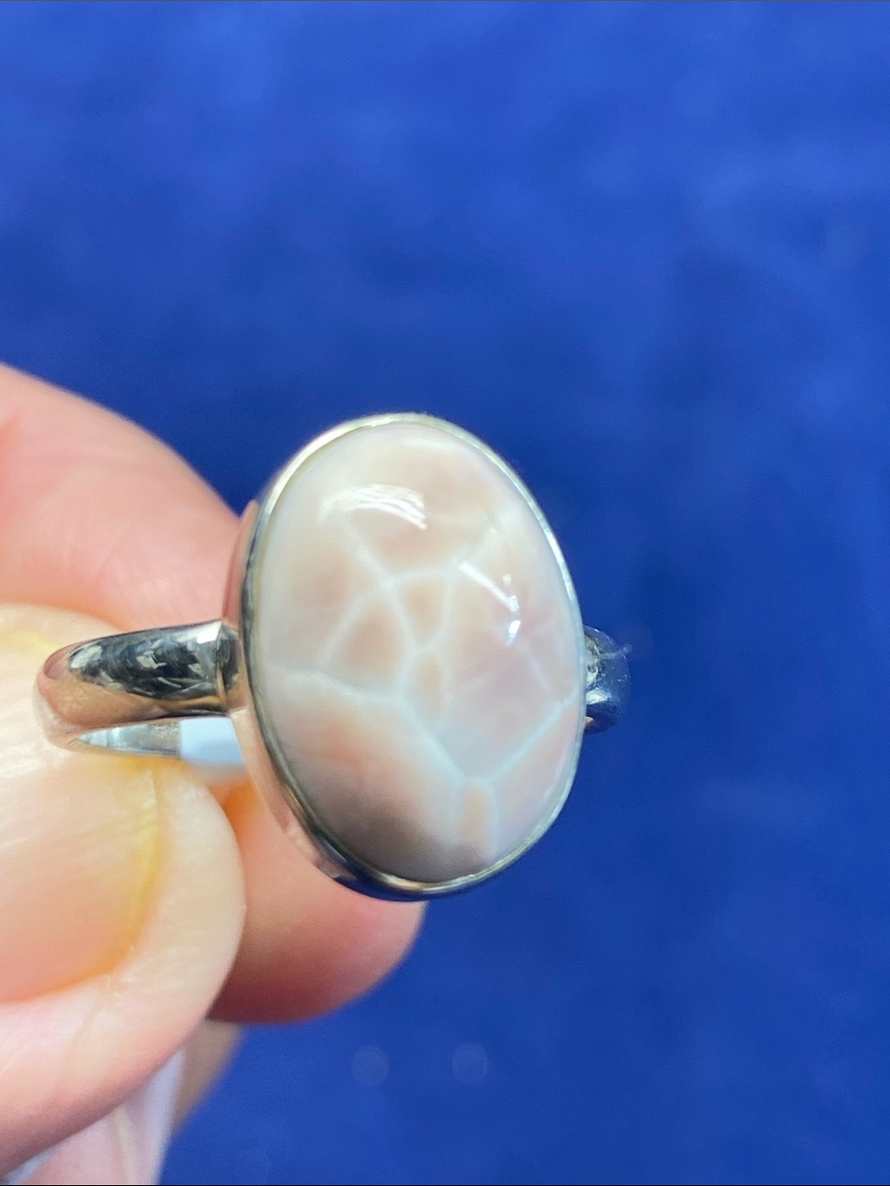 NATROLITE RING SIZE 7 IN SOLID STERLING SILVER 925